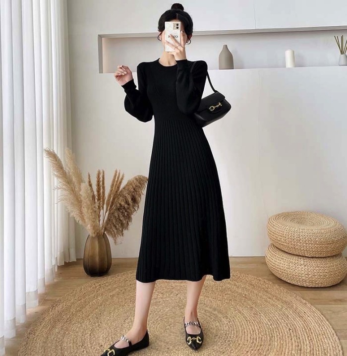 Long Sweater Over The Knee Knitted Dress