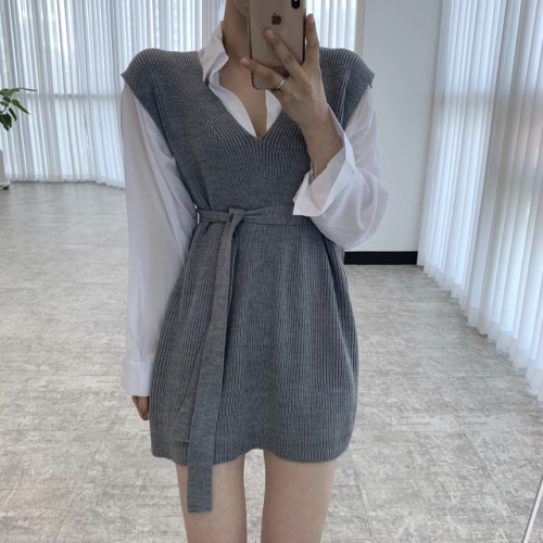 Chic V-Neck Knitted Loose Wool Vest