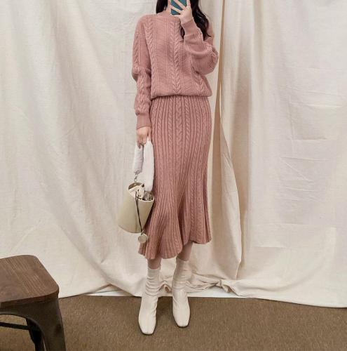 Autumn and winter twist knitted two-piece set