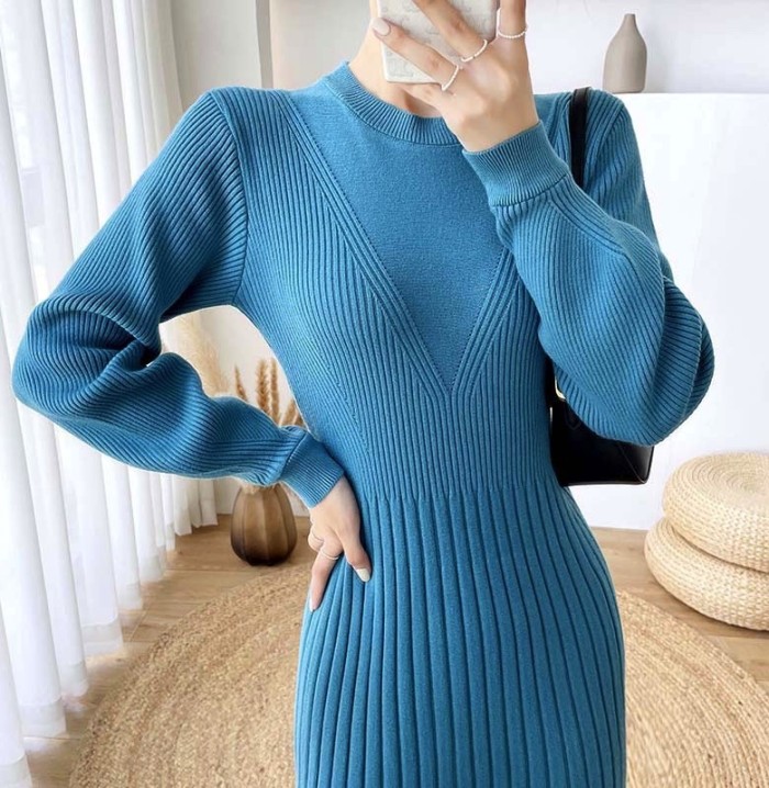 Long Sweater Over The Knee Knitted Dress