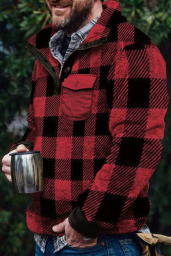 Men's winter autumn plaid double-sided plush Pullover
