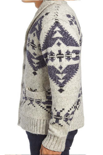 Men's Long Sleeve Jacquard Cardigan Sweater
