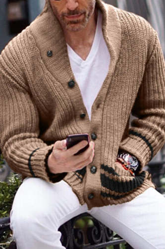 Men's Leisure Comfort Half-high Collar Sweater Button Jacket