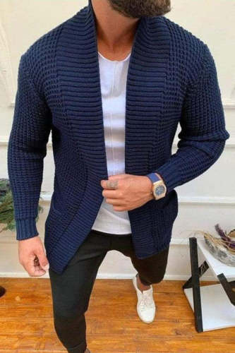 Men's Cardigan Sweater Fashion Striped Leisure Knit Jacket