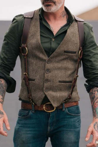 Fashionable Solid Color Open Pocket Vest