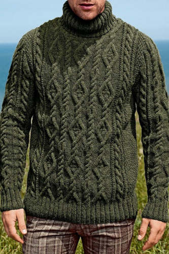Men's High Collar Needle Sweater