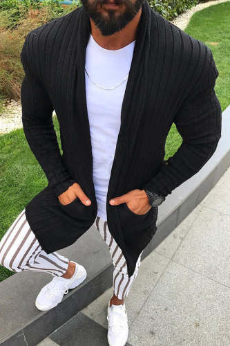 Men's Long-sleeved Cardigan Lapel Sweater Top