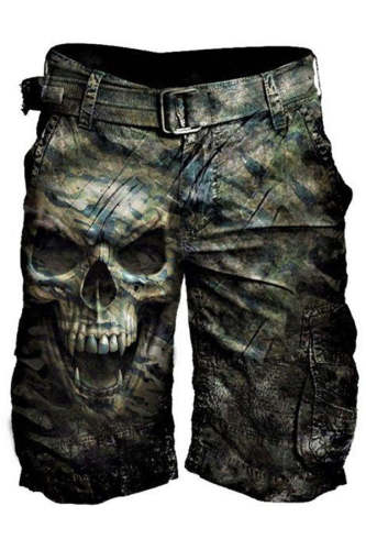 Men's Skull Print Casual Tactical Shorts