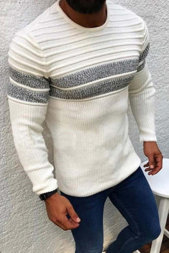 Striped Men's Sweater Knit Casual Sweater