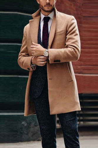 Men's Mid-length Long-sleeved Woolen Coat
