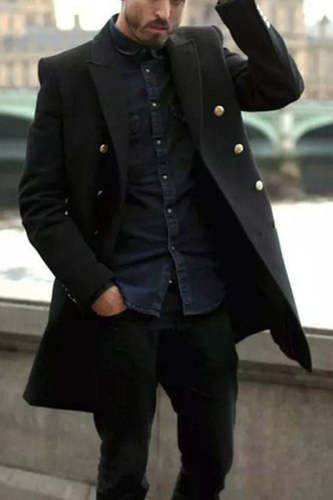 Men's thickened british style woolen trench coat