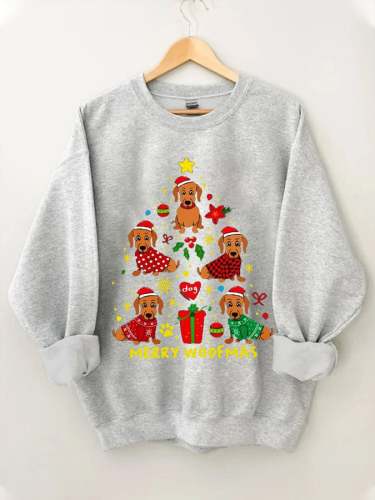 Women's Christmas “MERRY WOOFMAS Print Sweatshirt