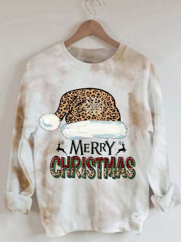 Women's Christmas Hat Merry Christmas Print Sweatshirt