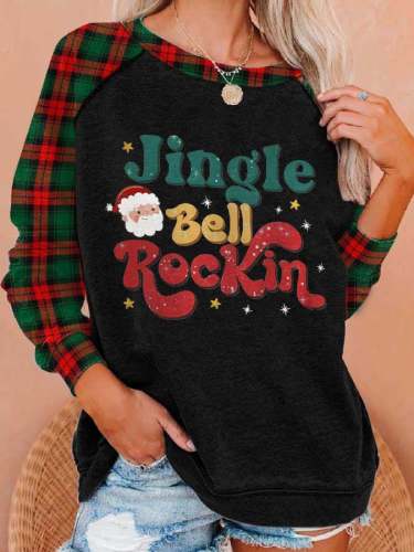 Jingle Bells Rockin Santa Crew Neck  Sweatshirt