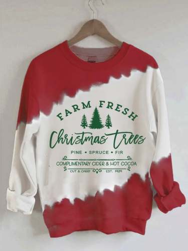 Women's FARM FRESH Christmas trees Print Sweatshirt