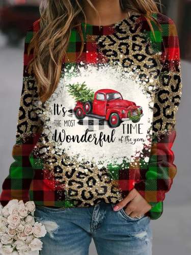 It's the Most Wonderful Time of the Year Christmas Casual Crew Neck Print Sweatshirt