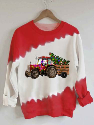 Women's Christmas Tree Merry Christmas Tie-Dye Print Sweatshirt