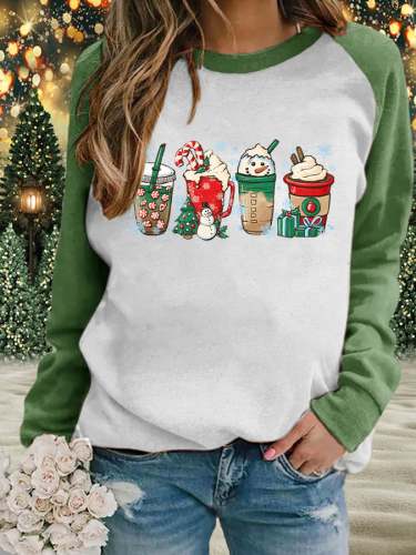 Women's Christmas Coffee Print Casual Sweatshirt