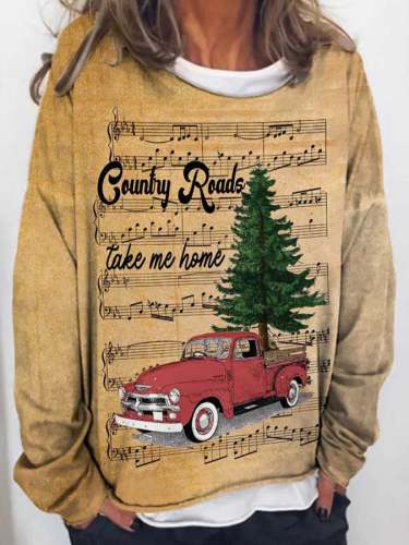 Christmas Country Roads Take Me Home Print Sweatshirt