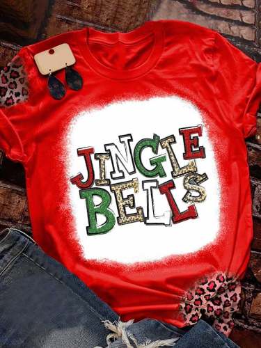 Jingle Bells Crew Neck Short Sleeve T-Shirt