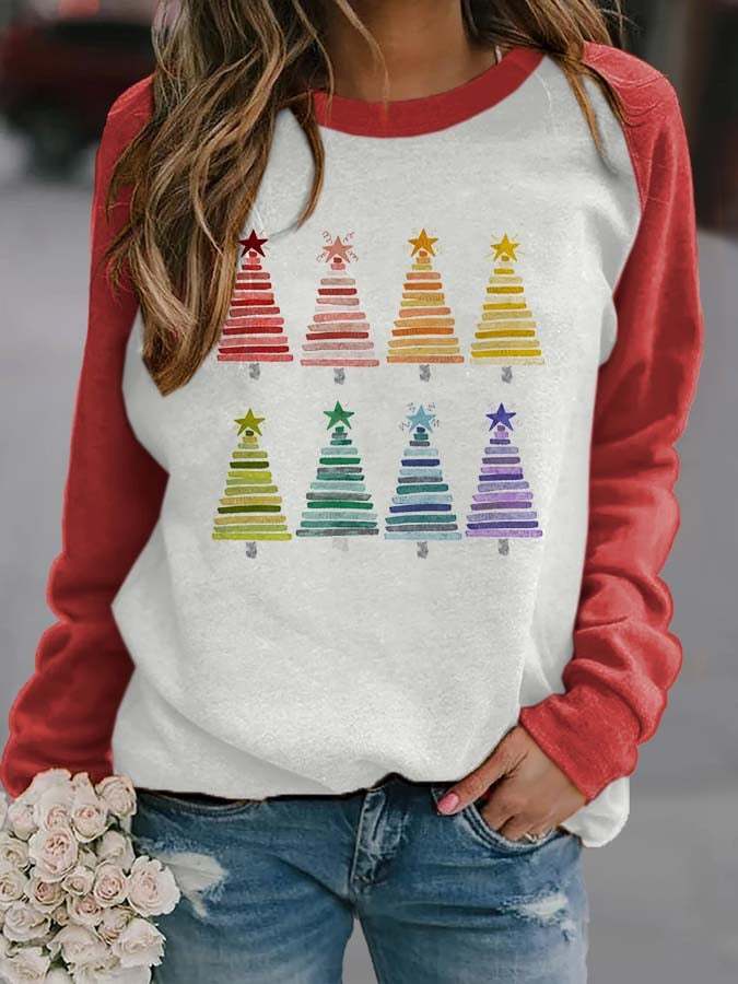 Fashion Colorblock Print Long Sleeve Sweatshirt