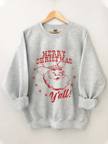 Women's Christmas Western Style Santa Print Casual Sweatshirt