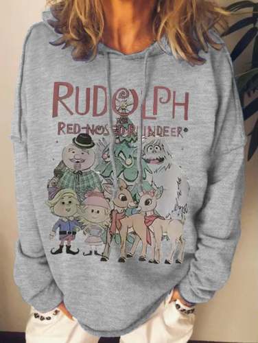 Wowen's Rudolph The Red-nosed Reindeer Print Casual Hoodie