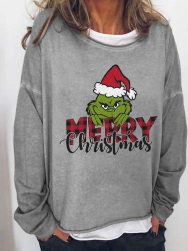 Women's Merry Christmas Grinch Casual Print Sweatshirt