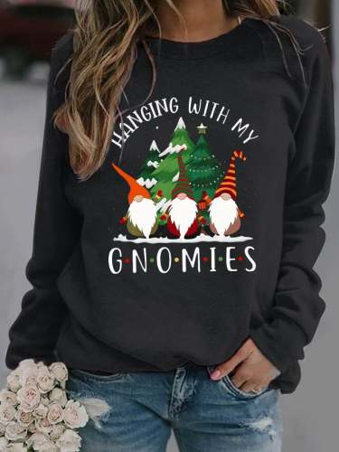 Women's Christmas Hanging With My Gnomies Print Sweatshirt