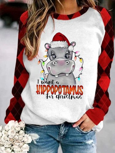 I Want A Hippopotamus For Christma  Printed Long Sleeve Sweatshirt