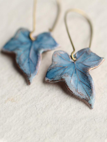 Wisherryy Vintage Blue Maple Earrings