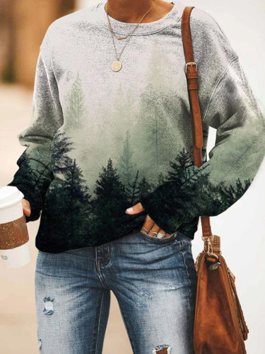 Forest In The Morning Printed Casual Sweatshirt
