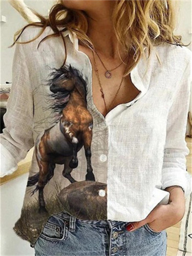 Western Horse Lover Horse Art Print Blouse