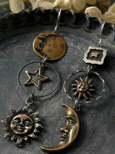 Vintage Sun Moon Star Earrings