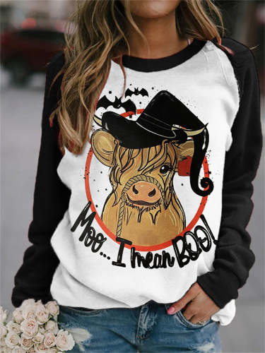 Halloween Cow Witch Moo I Mean Boo Sweatshirt