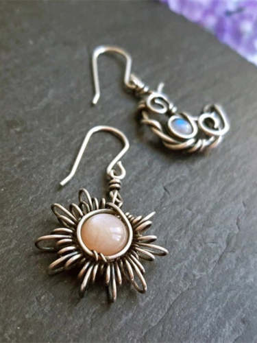 Wisherryy Vintage Boho Sun & Moon Inspired Earrings