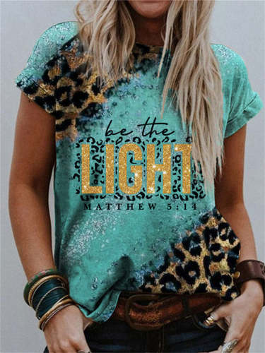 Be The Light Christian Leopard Giltter T Shirt