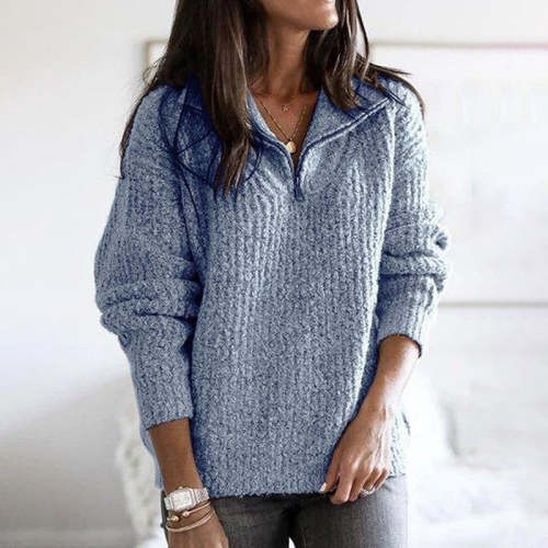 Vintage Zip Pullover Long Sleeve Sweater