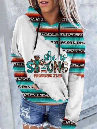 Christian She Is Strong Western Hoodie