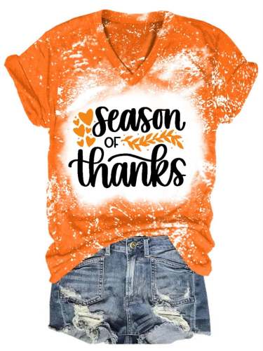 Women's Season Of Thanks Print Casual T-shirt