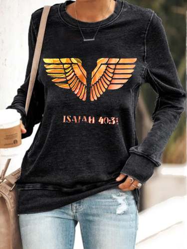 Women's Wings Like Eagles Pirnt Sweatshirt