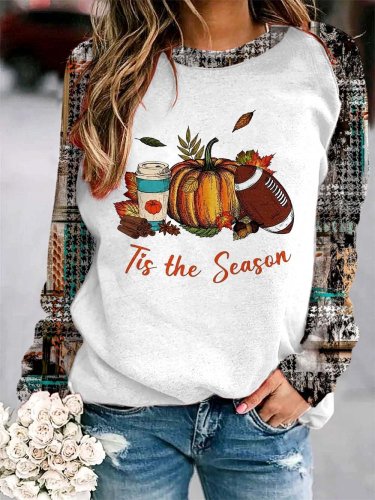 Women's Western Thanksgiving TIS THE SEASON Print Sweatshirt