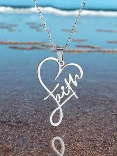 Women's Faith Heart Alloy Pendant Necklace