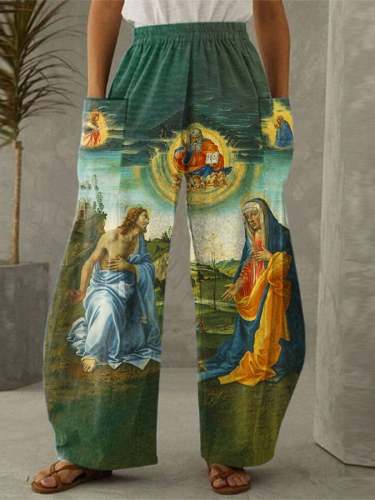 Apparition of Christ to the Virgin Print Comfort Wide Leg Pants