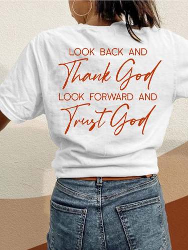 Women's Thank God Trust God Print Casual T-Shirt