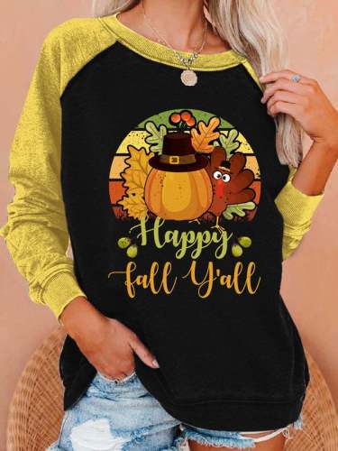 Women's Happy fall y'all Print Sweatshirt