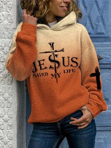 Women's Jesus Saved My Life Cross Print Hoodie