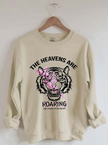 Women's The Heavens Are Roaring Christian Jesus Print Sweatshirt
