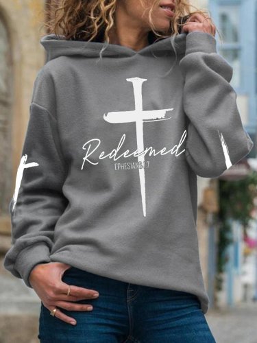 Women's Redeemed Ephesians 1:7 Cross Print Sweatshirt