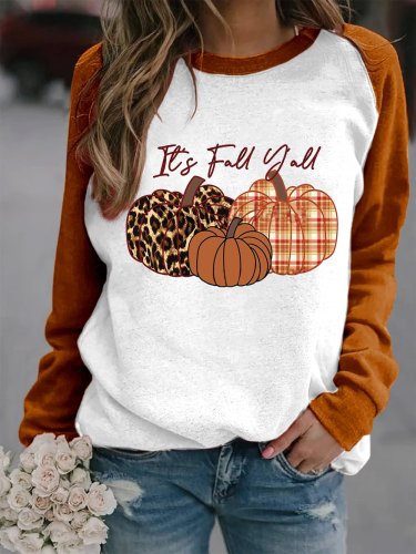Women's It's Fall Y'all Pumpkin Print Sweatshirt